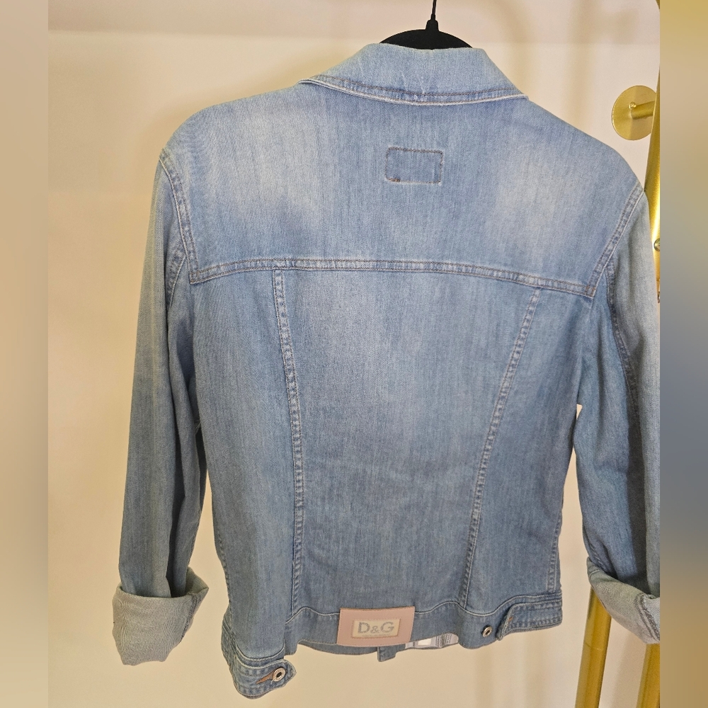 D&G Women's Light Blue Denim Jacket Dolce Gabbana Large Hearts 10 Y2K - Picture 4 of 16